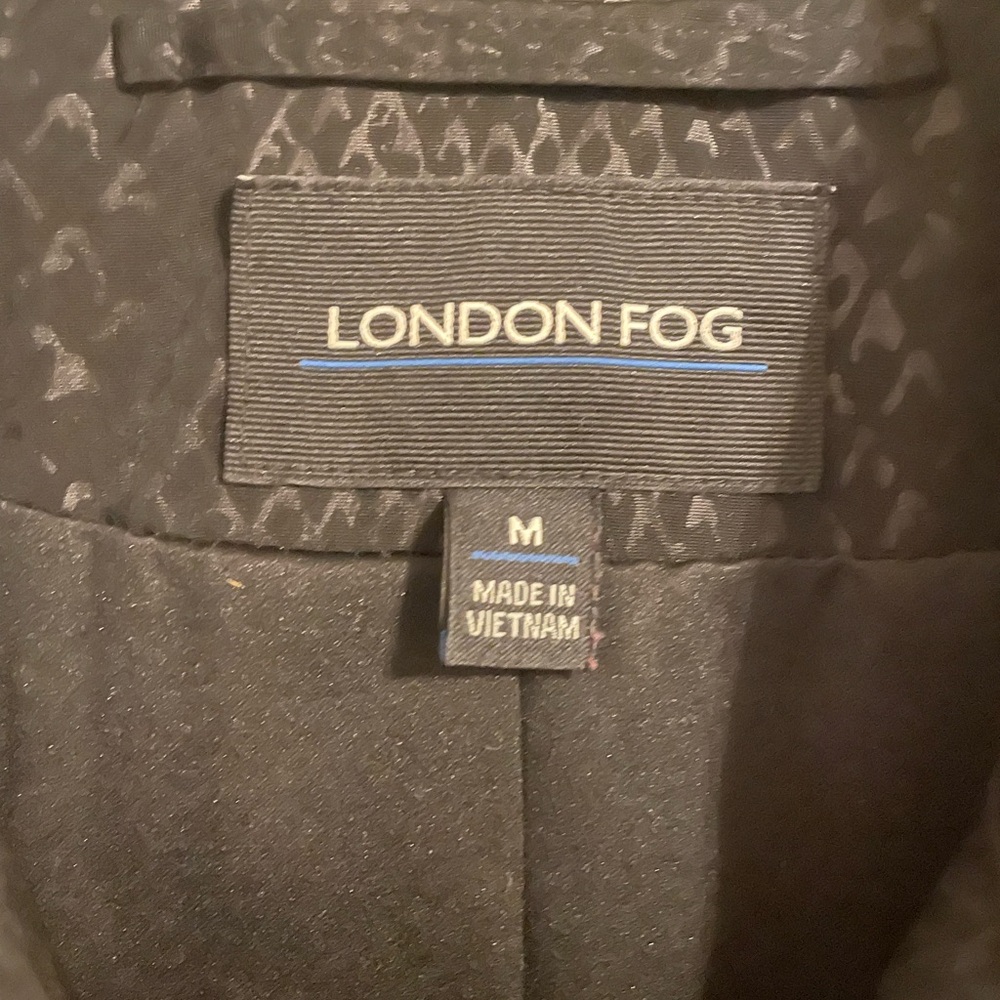 London Fog Black Waterproof Trench Coat with snake skin black on black  pattern
